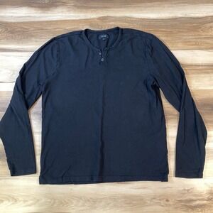 Joe's Jeans Henley Shirt Mens Large Long Sleeve Cotton Casual Black